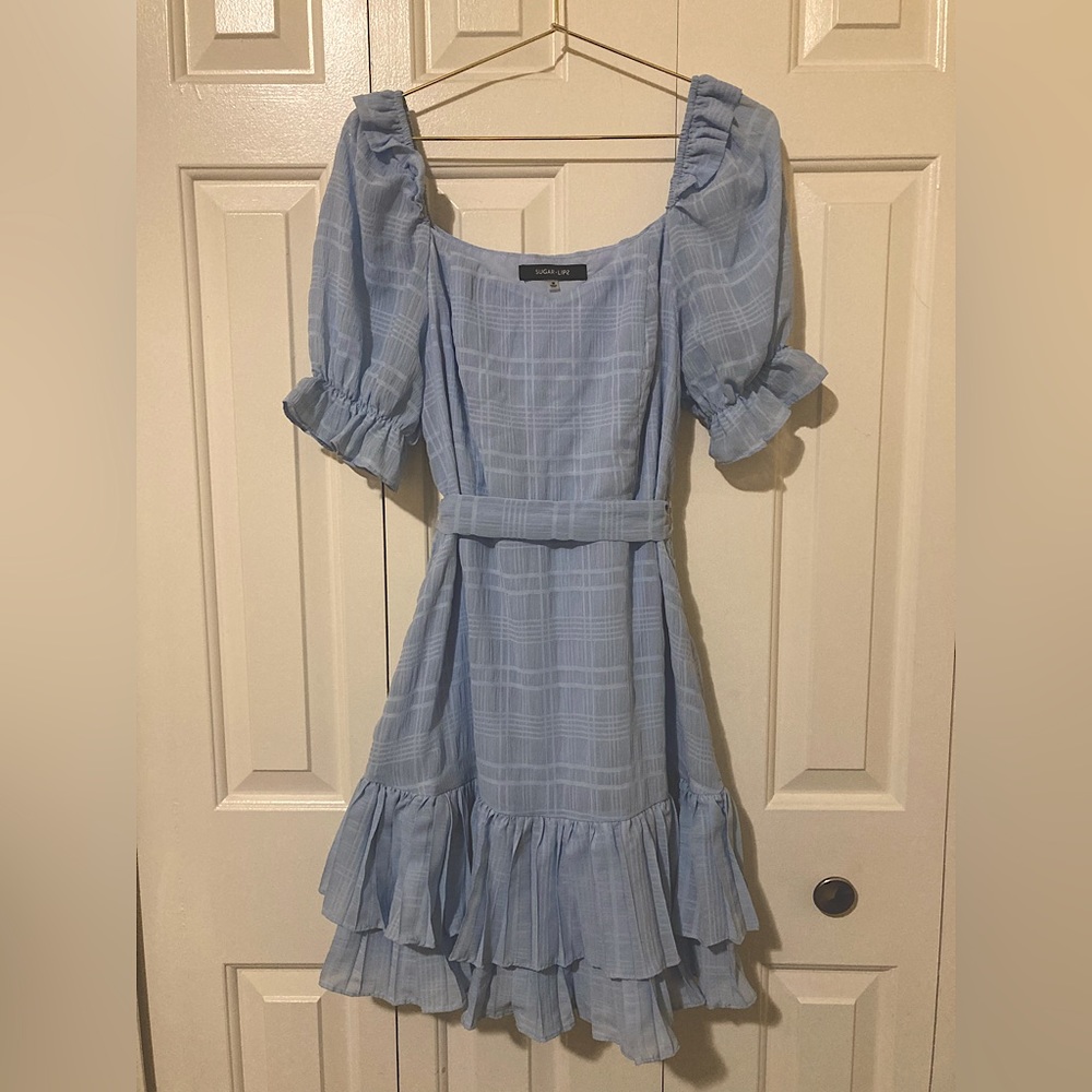 Baby Blue Puff Sleeve Mini Dress